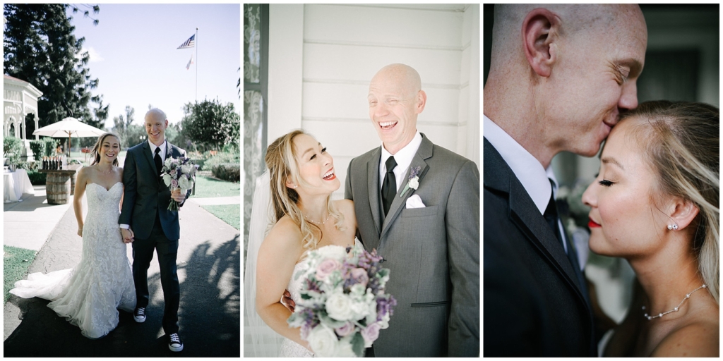 Three shots of bride and groom at Camarillo Ranch